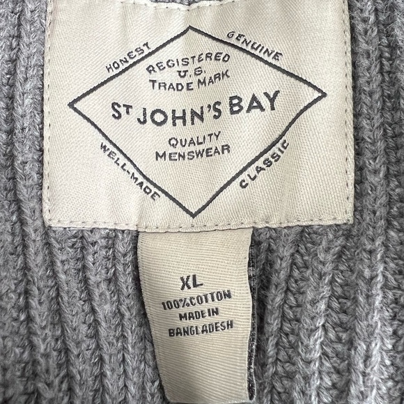 St John’s Bay Fisherman’s Heather Gray Long Sleeve Tight Knit Sweater Size XL - Picture 3 of 5